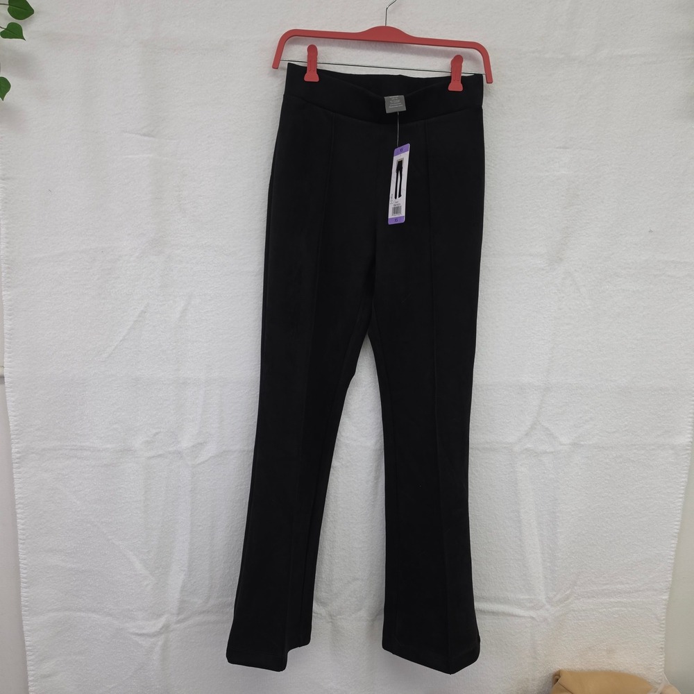 Matty M Womens‎ Black Faux Suede Bootcut Front Seam Pants XS NWT 1802239